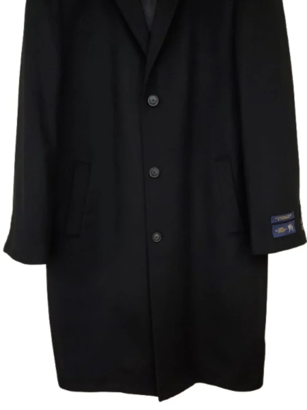 HART SCHAFFNER MARX Mens Size 46L Sheffield Cashmere Wool Black Classic Overcoat